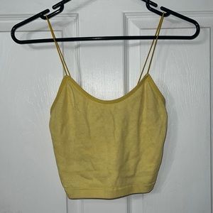 Yellow Ribbed Cropped Tank